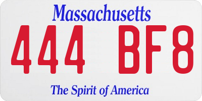 MA license plate 444BF8