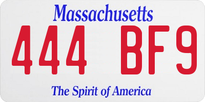 MA license plate 444BF9