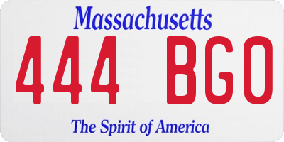 MA license plate 444BG0