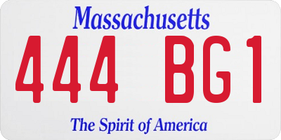 MA license plate 444BG1