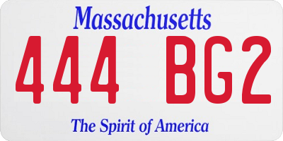 MA license plate 444BG2