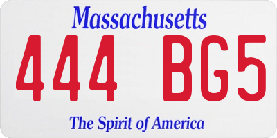 MA license plate 444BG5