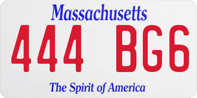 MA license plate 444BG6