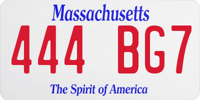 MA license plate 444BG7