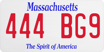 MA license plate 444BG9