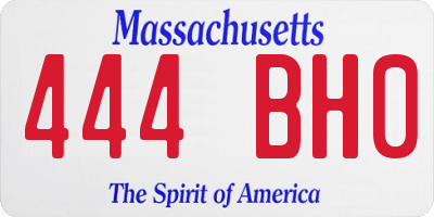 MA license plate 444BH0