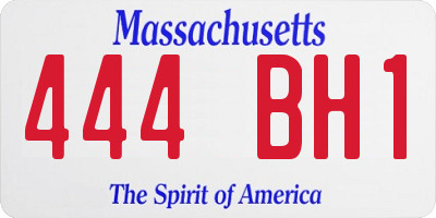 MA license plate 444BH1
