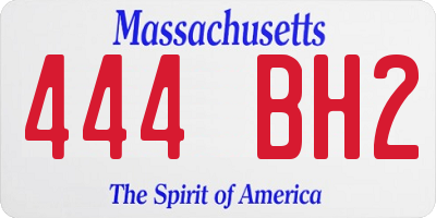 MA license plate 444BH2