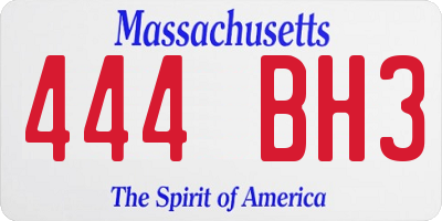 MA license plate 444BH3