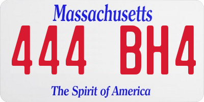 MA license plate 444BH4