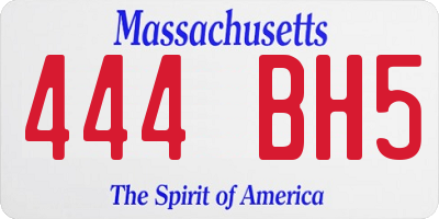 MA license plate 444BH5