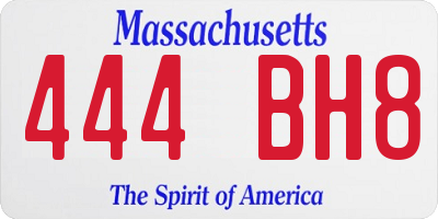 MA license plate 444BH8