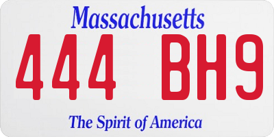 MA license plate 444BH9