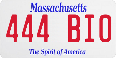 MA license plate 444BI0