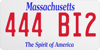 MA license plate 444BI2