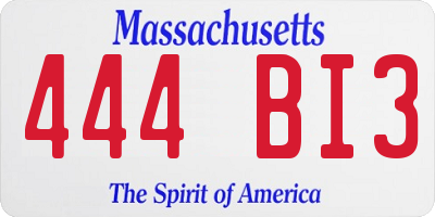 MA license plate 444BI3