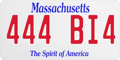 MA license plate 444BI4
