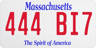 MA license plate 444BI7