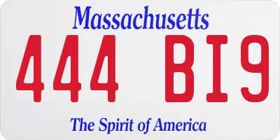 MA license plate 444BI9