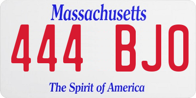 MA license plate 444BJ0