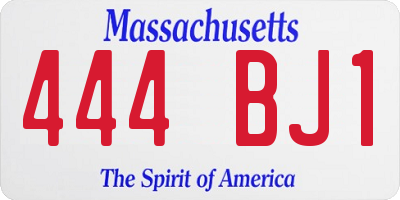 MA license plate 444BJ1
