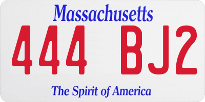 MA license plate 444BJ2