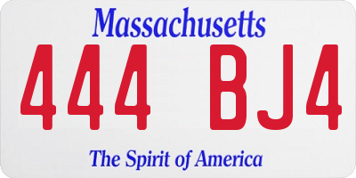 MA license plate 444BJ4