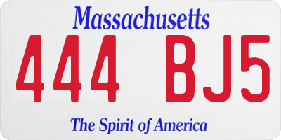 MA license plate 444BJ5
