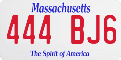 MA license plate 444BJ6