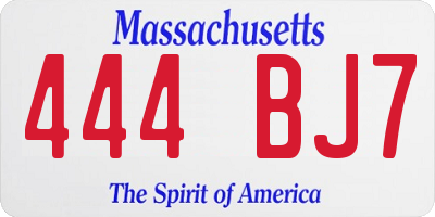 MA license plate 444BJ7