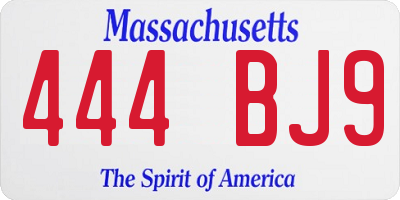 MA license plate 444BJ9