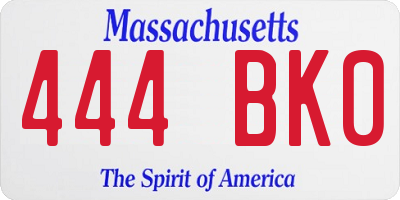 MA license plate 444BK0