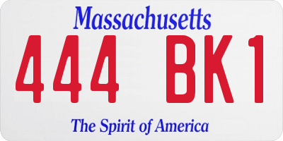 MA license plate 444BK1