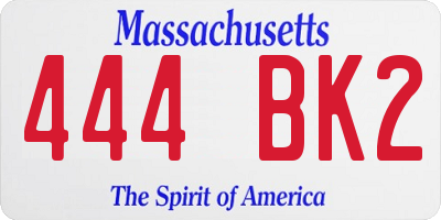 MA license plate 444BK2