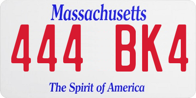MA license plate 444BK4