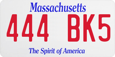 MA license plate 444BK5