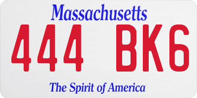 MA license plate 444BK6