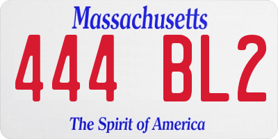 MA license plate 444BL2