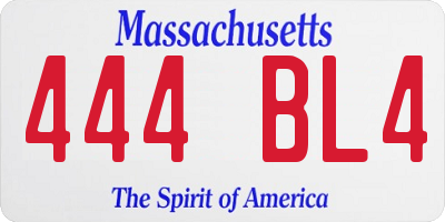 MA license plate 444BL4