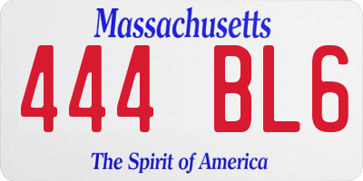 MA license plate 444BL6