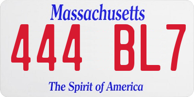 MA license plate 444BL7