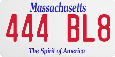 MA license plate 444BL8