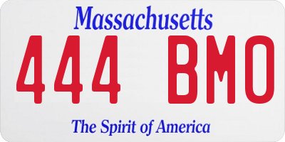 MA license plate 444BM0