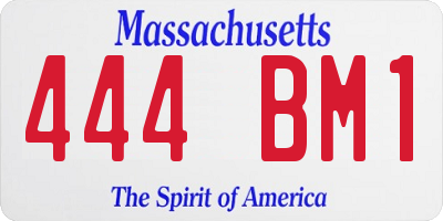 MA license plate 444BM1