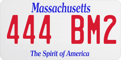 MA license plate 444BM2