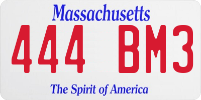 MA license plate 444BM3
