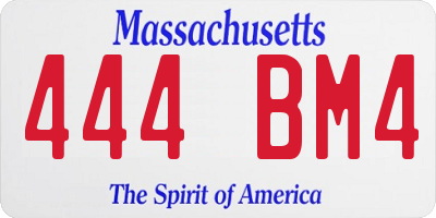 MA license plate 444BM4