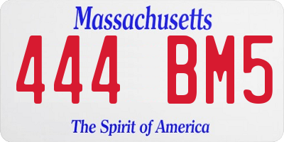 MA license plate 444BM5