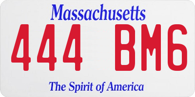 MA license plate 444BM6