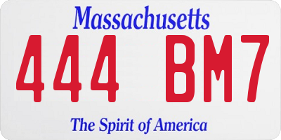 MA license plate 444BM7